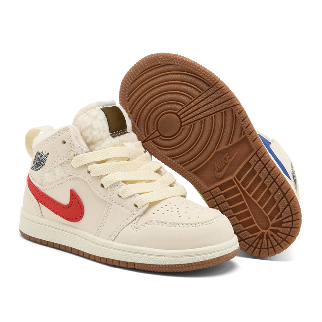 Youth Running Weapon Air Jordan 1 Cream Shoes 0690